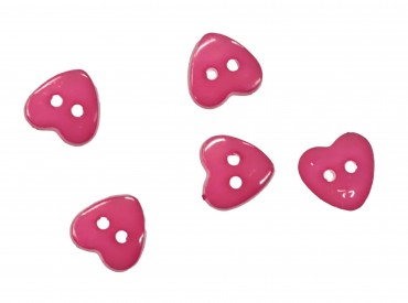 Hartjes knoop van kunststof, 2 gaats. Pink. Doorsnee 13 mm.