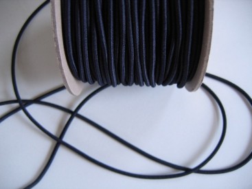 Marine kleurig koord elastiek. 3 mm. Diep donkerblauw, bijna zwart.  De prijs is per meter