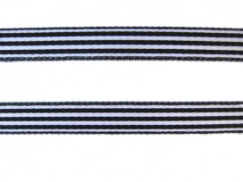 Gestreept sierlint zwart/wit  Rol van 25 meter (€ 0,70 p/mtr)  9 mm breed  100 % pes