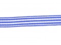Gestreept sierlint aqua wit. 9 mm breed. 100 % pes. 