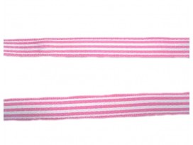 Gestreept sierlint Roze-wit 10mm