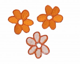 Bloem applicatie opstrijkbaar  Oranje met open hart  Doorsnee:  4.5 cm