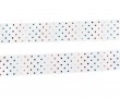 Satijnband wit met multi-color stipjes  Breed: 25 mm  100% polyester
