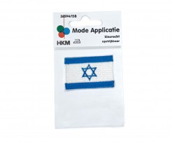 Vlag van Israël  Opstrijkbare applicatie.  5 x 3.3 cm.