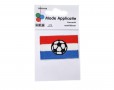 Nederlandse vlag met voetbal  Opstrijkbare applicatie  6 x 3.5 cm.