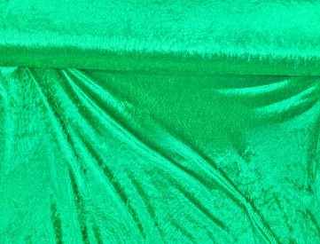 Velours de panne groen. Glanzend en soepel vallend. 100% Polyester  147cm  170 gr/m2