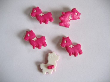 Dieren kinderknoop Hond pink met witte strik kdk12