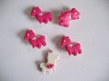 Dieren kinderknoop Hond pink met witte strik kdk12