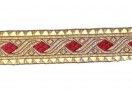 Sinterklaasband goud met donkerrode ruit  30mm  1074