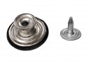 Gekleurde jeans inslagknoop.  Goudkleurige rand met imitatie smaragd 18mm  Doorsnee 17 mm.