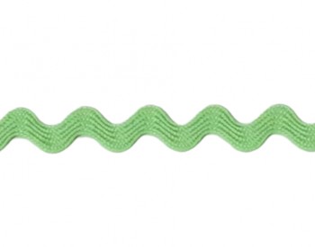 Zigzagband lime groen  Breedte ongeveer 9 mm. (Gemeten aan de buitenkant van de boogjes)  De golf is ongeveer 4 mm breed.  pes