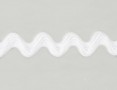 Zigzagband wit  Breedte ongeveer 12 mm. (Gemeten aan de buitenkant van de boogjes)  De golf is ongeveer 5 mm breed.  
