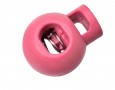 Koordstopper grote bol met 1 gat  Pink  Doorsnee bol 18 mm  Lengte 22 mm  Kunststof met een metalen veertje.