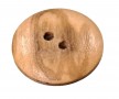 Houten knoop met een doorsnee van 24 mm.  Bruintinten met nerven. Knopen zijn allemaal verschillend.  Glad, 2 gaats.  