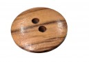 Houten knoop met een doorsnee van 15 mm.  Bruintinten met nerven. Knopen zijn allemaal verschillend.  Glad, 2 gaats.