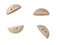 Een halve houten knoop van 18 x 8 mm.  2 gaats