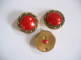 Damesknoop Sjiek Goud/rood 28mm dks203