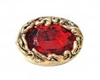 Diamant knoop. Ovaal op een steeltje  Een rood/gouden knoop van kunststof.  Afmeting ongeveer 23x18mm..