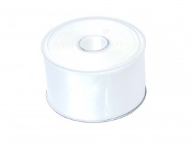 Satijnlint wit  een rol van 25 meter, 50 mm breed. Dit dubbelzijdige satijnlint voelt heel zacht en natuurlijk aan. 100%PES