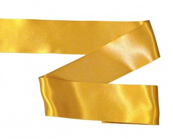 Goudkleurig satijnlint dubbelzijdig van 50 mm. breed.