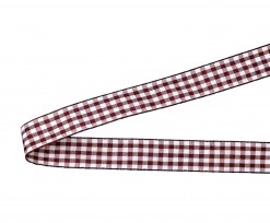 Bordeauxrood/wit geruit sierlint  15 mm breed  100% polyester