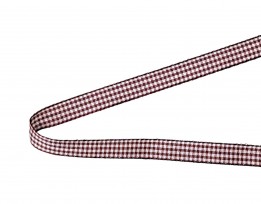 Bordeauxrood/wit geruit sierlint  10 mm breed  100% polyester