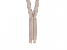 Creme kleurige deelbare fijne rits 45 cm. lang