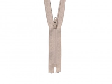 Creme kleurige deelbare fijne rits 45 cm. lang