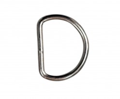 D-Ring van zilverkleurig metaal. Aan de binnenkant gemeten ongeveer 29 mm  Afmetingen: ongeveer 34 x 26 mm  Dikte ongeveer 3mm