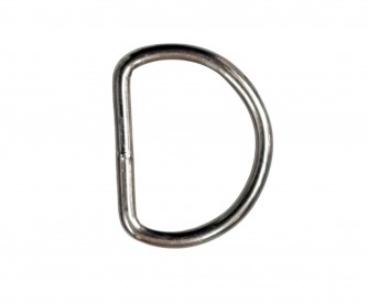 D-Ring van zilverkleurig metaal. Aan de binnenkant gemeten ongeveer 29 mm  Afmetingen: ongeveer 34 x 26 mm  Dikte ongeveer 3mm