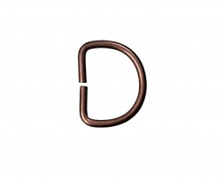 D-Ring koper metaal. Aan de binnenkant gemeten ongeveer 20 mm  Afmetingen buitenkant: ongeveer 25 x 18 mm  Dikte ongeveer 2,5 mm