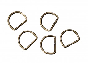 D-Ring Brons metaal. Aan de binnenkant gemeten ongeveer 20 mm  Afmetingen buitenkant: ongeveer 25 x 18 mm  Dikte ongeveer 2,5 mm