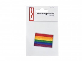 Regenboogvlag applicatie  Afmeting 5 x 3,5  cm  Kleurecht en Opstrijkbaar