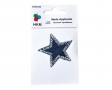 Jeans ster applicatie  Donkerblauw jeans  Doorsnee: 5 cm  Kleurecht en opstrijkbaar