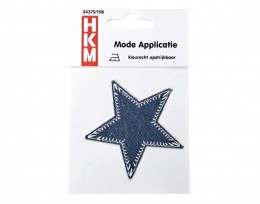 Jeans grote ster applicatie  Donkerblauw jeans  Doorsnee: 7 cm  Kleurecht en opstrijkbaar