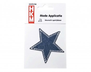 Jeans grote ster applicatie  Donkerblauw jeans  Doorsnee: 7 cm  Kleurecht en opstrijkbaar