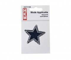 Jeans ster applicatie  Zwarte jeans  Doorsnee: 5 cm  Kleurecht en opstrijkbaar