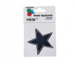 Jeans ster applicatie  Zwarte jeans  Doorsnee: 7 cm  Kleurecht en opstrijkbaar