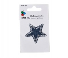 Jeans ster applicatie  Middenblauwe  jeans  Doorsnee: 5 cm  Kleurecht en opstrijkbaar