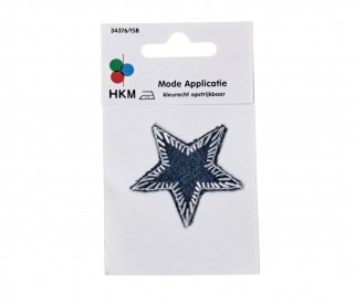 Jeans ster applicatie  Middenblauwe  jeans  Doorsnee: 5 cm  Kleurecht en opstrijkbaar