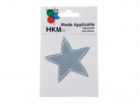 Jeans ster applicatie  Lichtblauwe jeans  Doorsnee: 7 cm  Kleurecht en opstrijkbaar