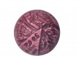 Roos en Bizzkids kunststof knoop: met de woorden Roos Bizz kids  Aubergine kleurige bolknoop op een steeltje  Doorsnee  26 mm