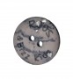 Roos Bizzkids kunststof knoop met de woorden Roos en Bizz Kids  Taupe/grijs gevlekt  2 gaats  Doorsnee ongeveer 20 mm.