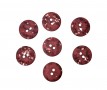 Roos Bizzkids kunststof knoop met de woorden Roos en Bizz Kids  2 gaats, donkerrood gevlekt  Doorsnee ongeveer  15 mm.