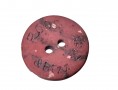 Roos Bizzkids kunststof knoop met de woorden Roos en Bizz Kids  2 gaats, donkerrood gevlekt  Doorsnee ongeveer  15 mm.