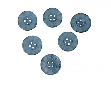 Roos Bizzkids rubber knoop met de woorden Bizz Kids  4 gaats, blauw, iets transparant  Doorsnee ongeveer  14 mm.