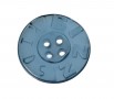 Roos Bizzkids rubber knoop met de woorden Bizz Kids  4 gaats, blauw, iets transparant  Doorsnee ongeveer  12 mm.