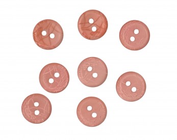 Kunststof knoop van Bizzkids  Coral kleur knoop met krinkel, iets doorschijnend  Doorsnee ongeveer 12,5 mm