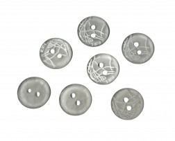 Kunststof knoop van Bizzkids  Heel lichtblauwe knoop met krinkel, iets doorschijnend  Doorsnee ongeveer 12,5 mm