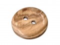 Houten knoop glad, 2 gaats.  Doorsnee ongeveer 15 mm  Houtkleurige knoop met nerven. 